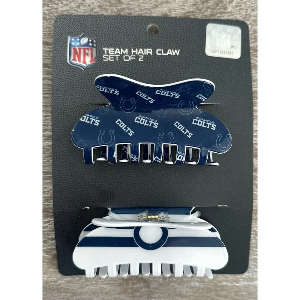 NEW Indianapolis Colts Claw Clips NFL Football Logo Hair Accessories Set Of 2